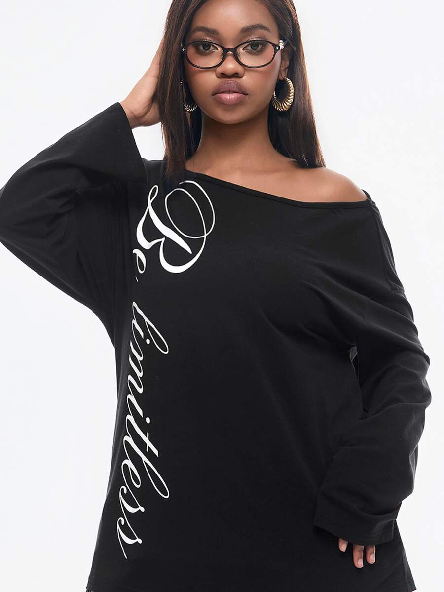 Women's brown striped boat neck long sleeve raglan T-shirt with a loose casual fit