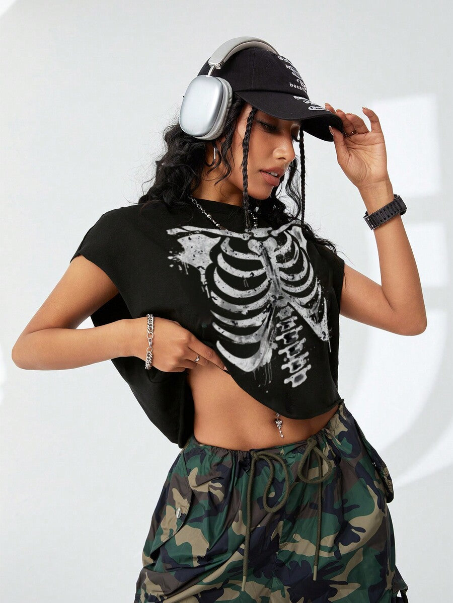 Black women's oversized crop t-shirt featuring a Beautiful graphic print, round neckline, and batwing cap sleeves.