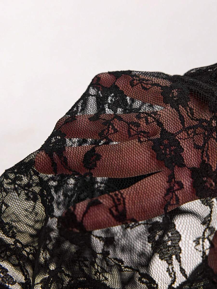 Women's lace strap ruched crop camisole top with spaghetti straps, slim fit, lined body, and semi-sheer plain design