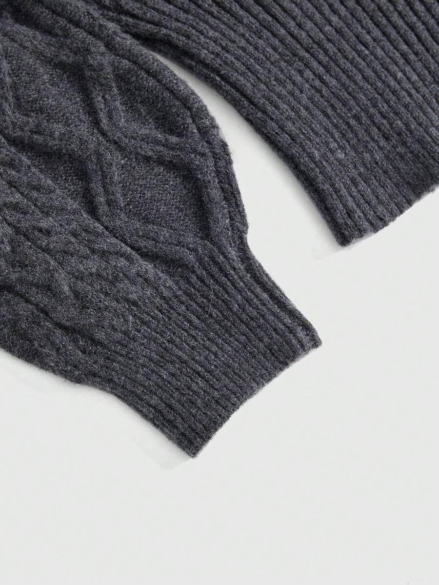 Women's off-the-shoulder rib-knit pullover sweater with three-quarter sleeves in a casual regular fit.