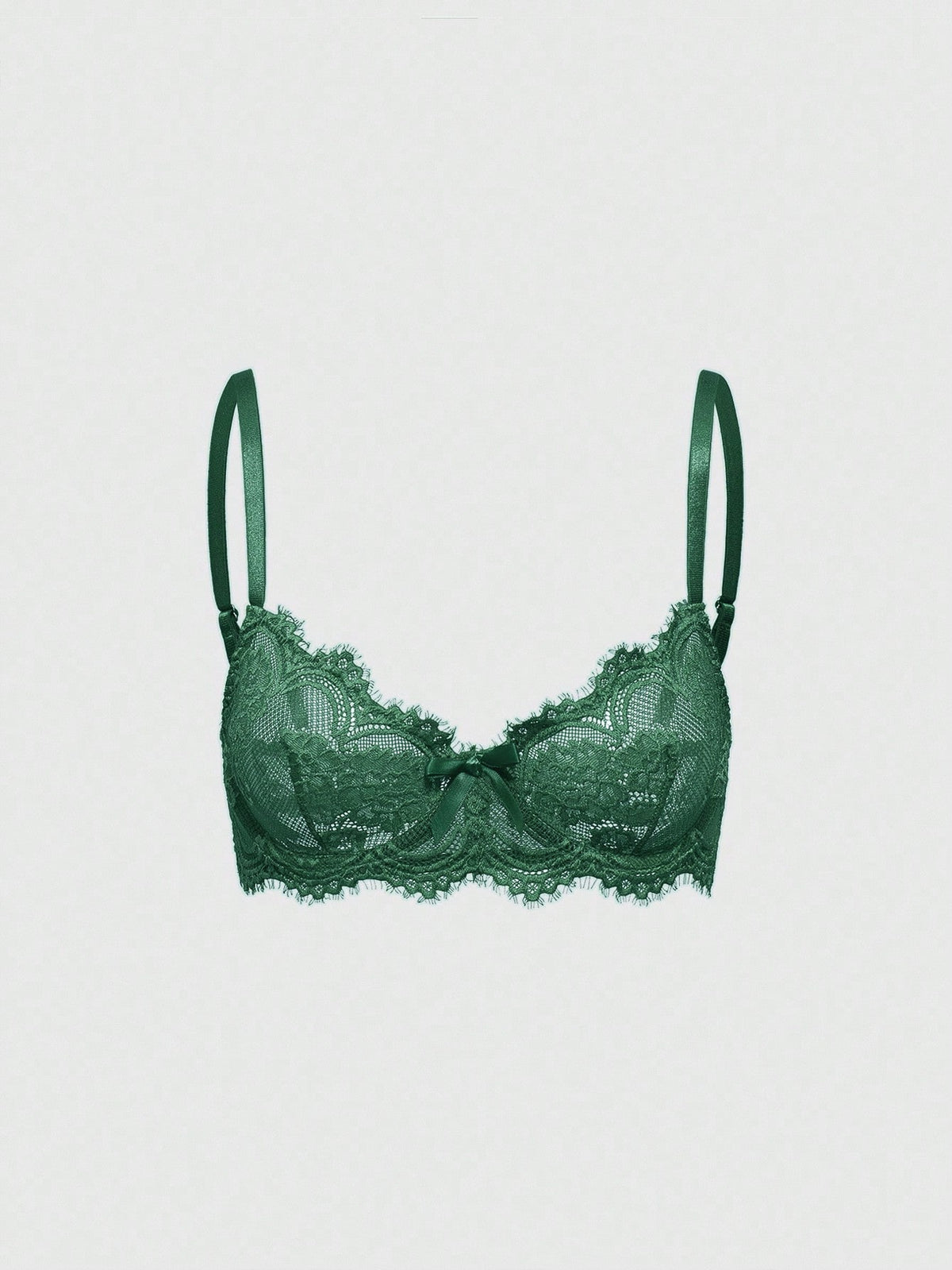Sheer floral lace underwire triangle bra for women featuring adjustable straps and plunge cup design.