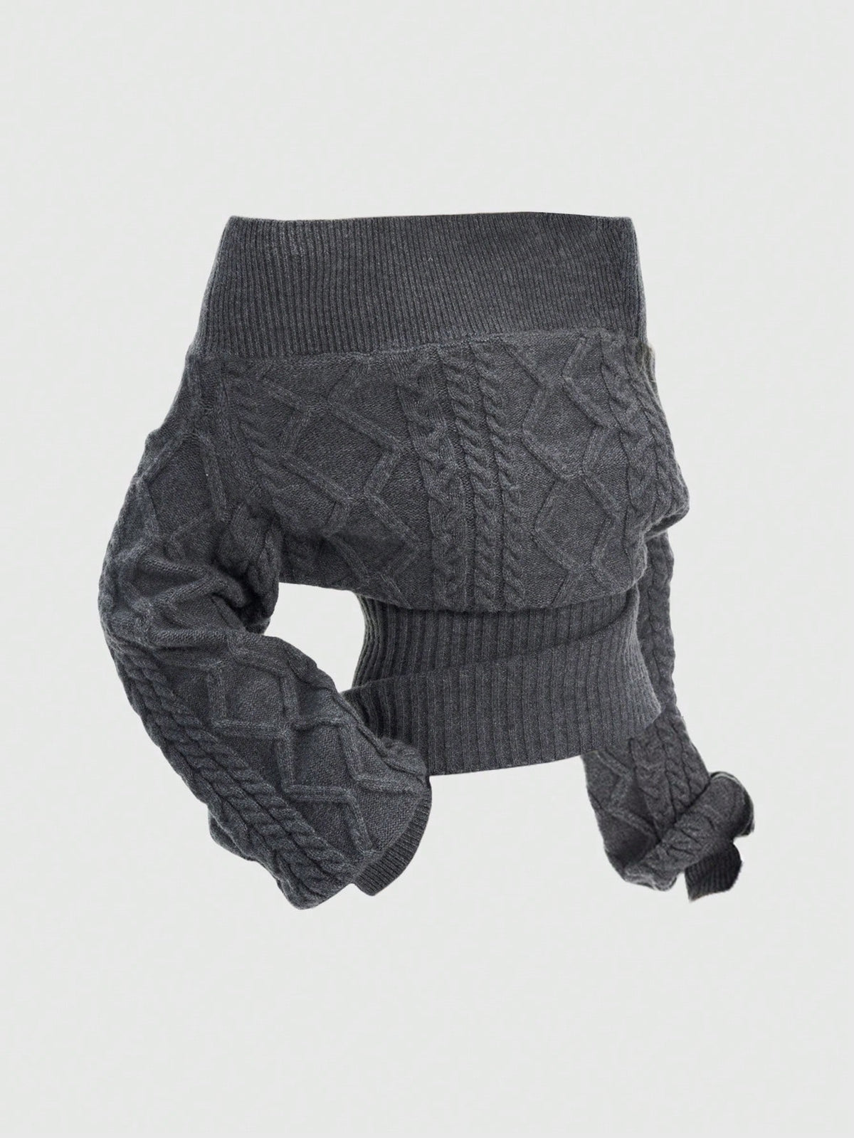 Women's off-the-shoulder rib-knit pullover sweater with three-quarter sleeves in a casual regular fit.