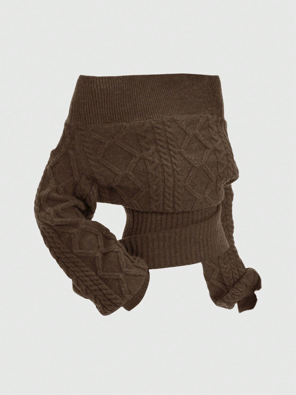 Women's off-the-shoulder rib-knit pullover sweater with three-quarter sleeves in a casual regular fit.