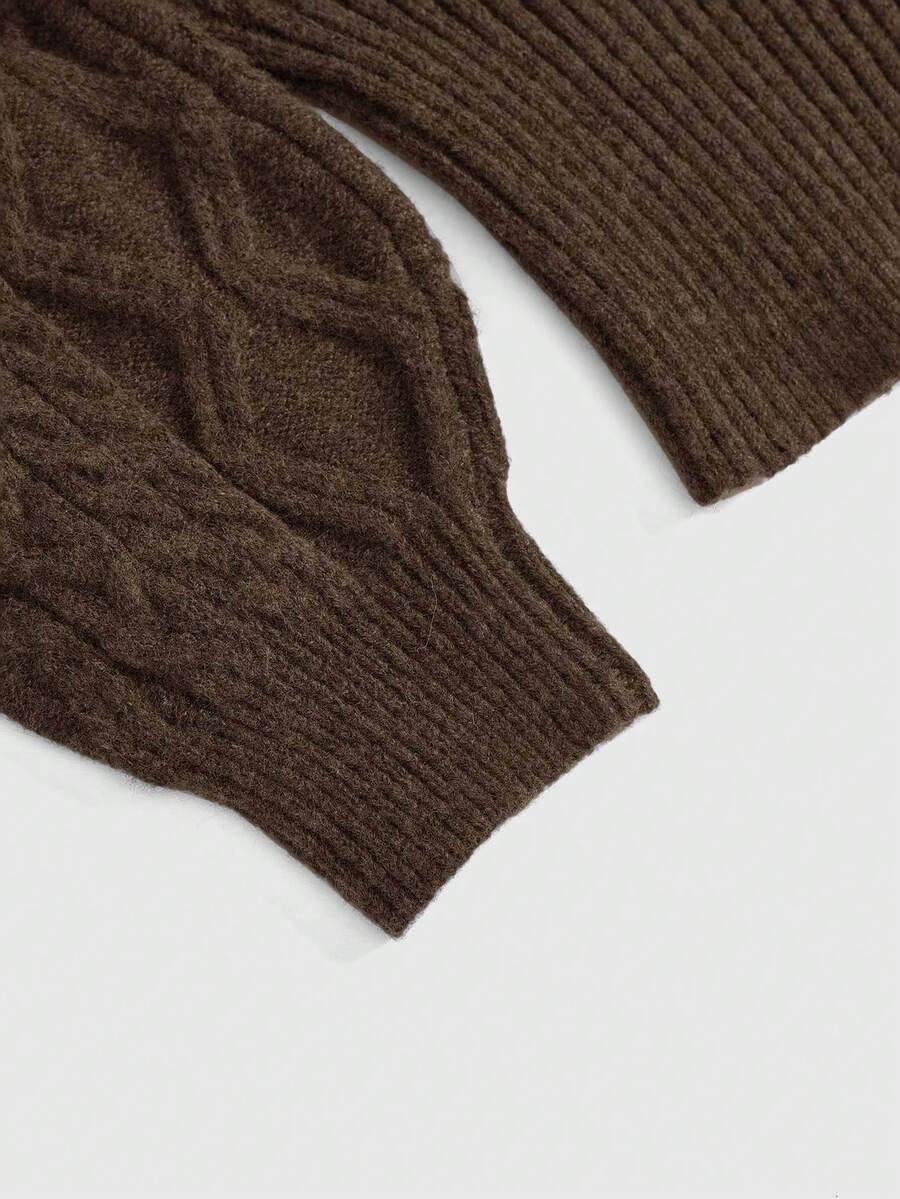 Women's off-the-shoulder rib-knit pullover sweater with three-quarter sleeves in a casual regular fit.