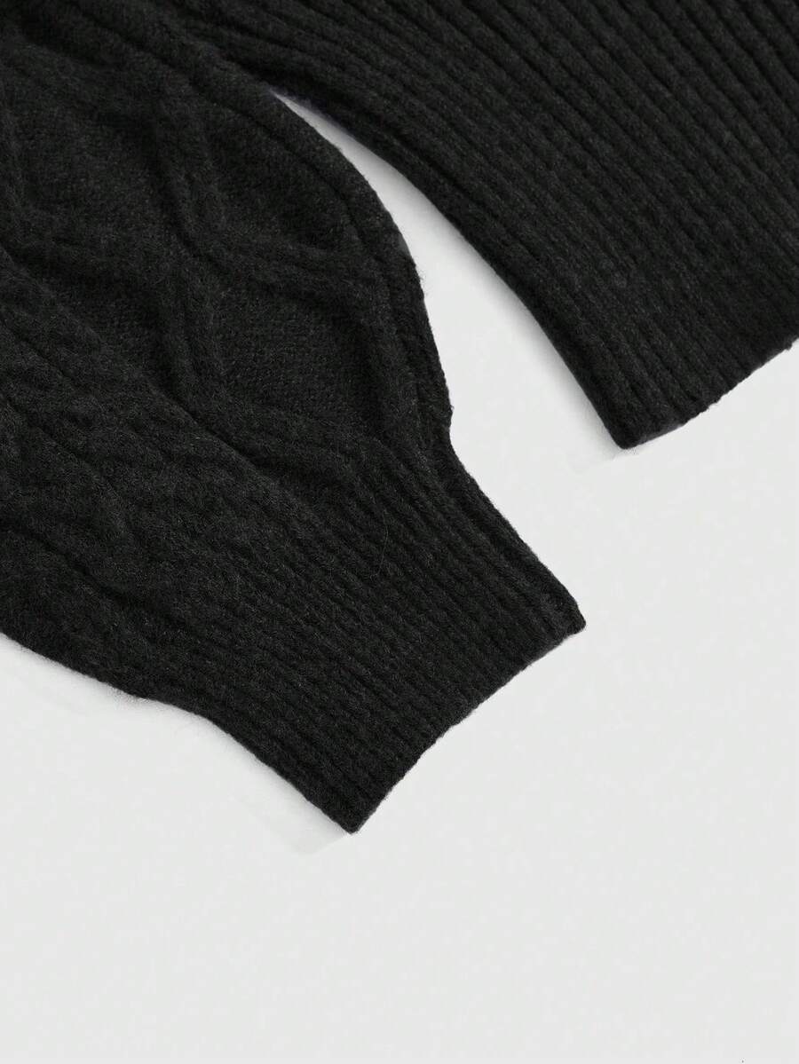 Women's off-the-shoulder rib-knit pullover sweater with three-quarter sleeves in a casual regular fit.