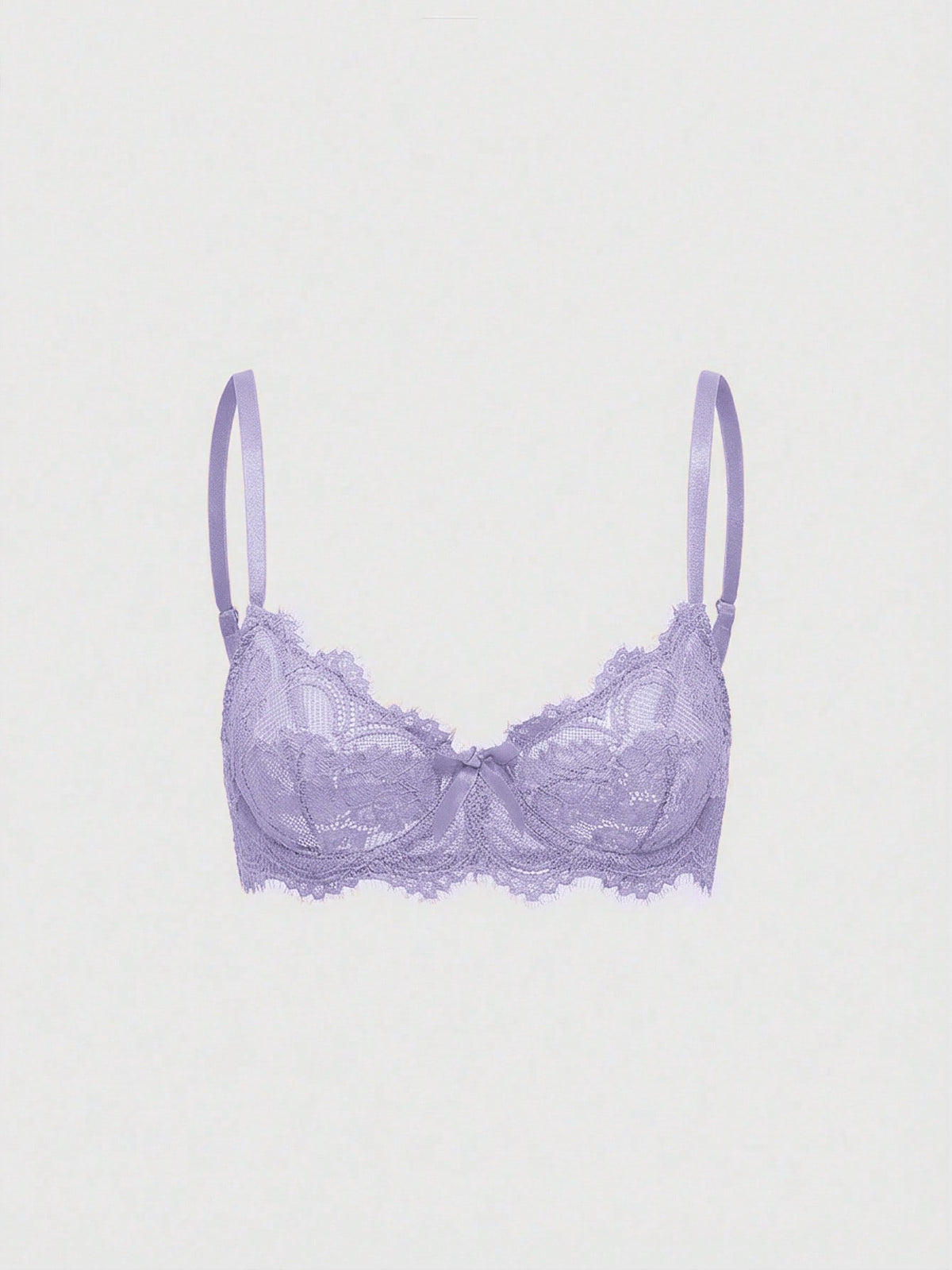 Sheer floral lace underwire triangle bra for women featuring adjustable straps and plunge cup design.
