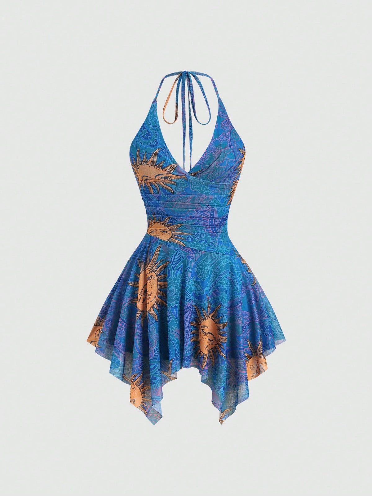 Y2K Spaghetti Strap Ruched Asymmetrical Mini Dress