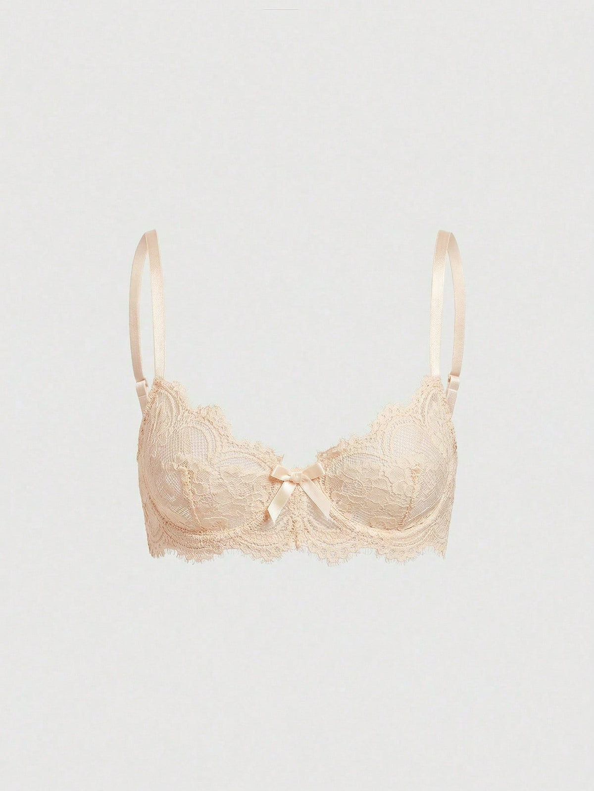 Sheer floral lace underwire triangle bra for women featuring adjustable straps and plunge cup design.