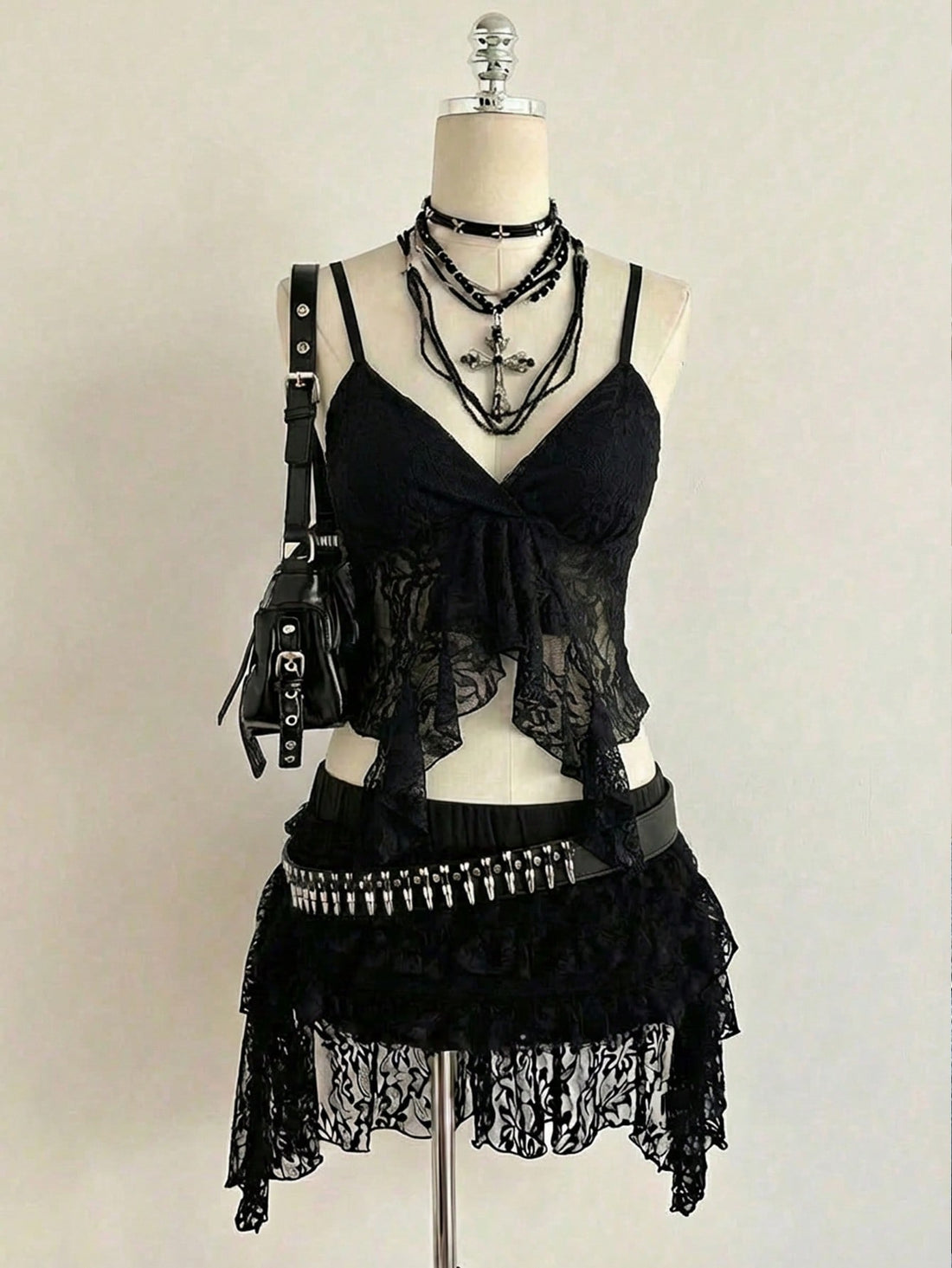 Attitoon women's Y2K style slim fit camisole top featuring contrast lace trim, spaghetti straps, plant print design, and an asymmetrical hem.