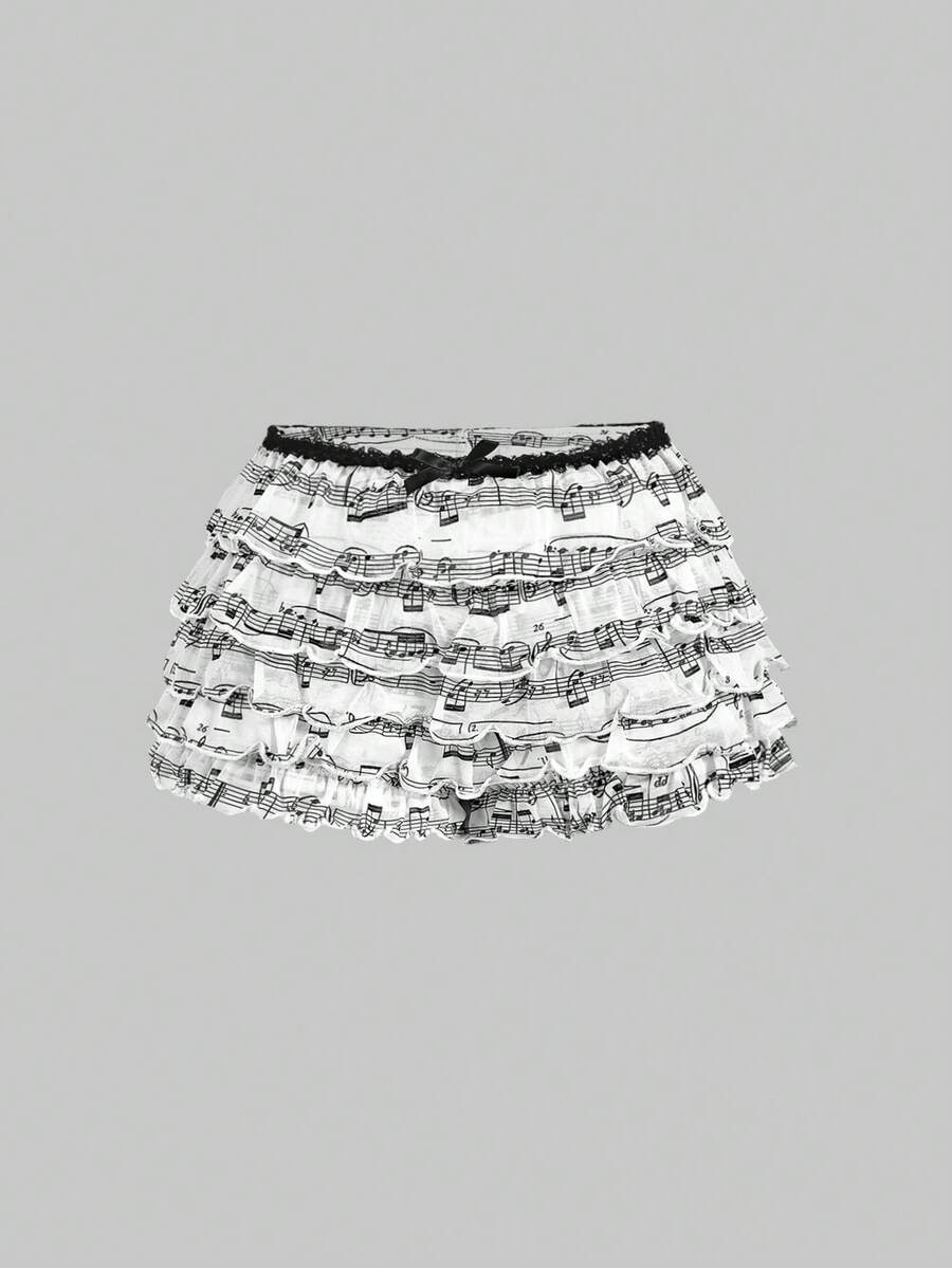 Y2K leopard print two-piece outfit with strapless bandeau top and ruffle mini shorts, featuring contrast lace and a slim fit