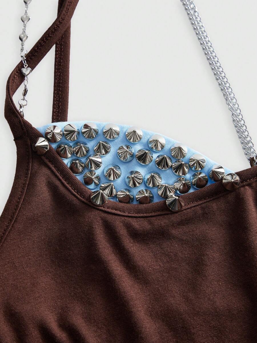 Y2K grunge punk halter backless crop top with criss-cross tie knot design and matching arm sleeves.