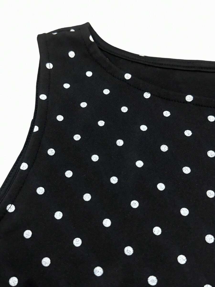Women's cowl neck tie polka dot pleated tank blouse with ruched details and a regular fit