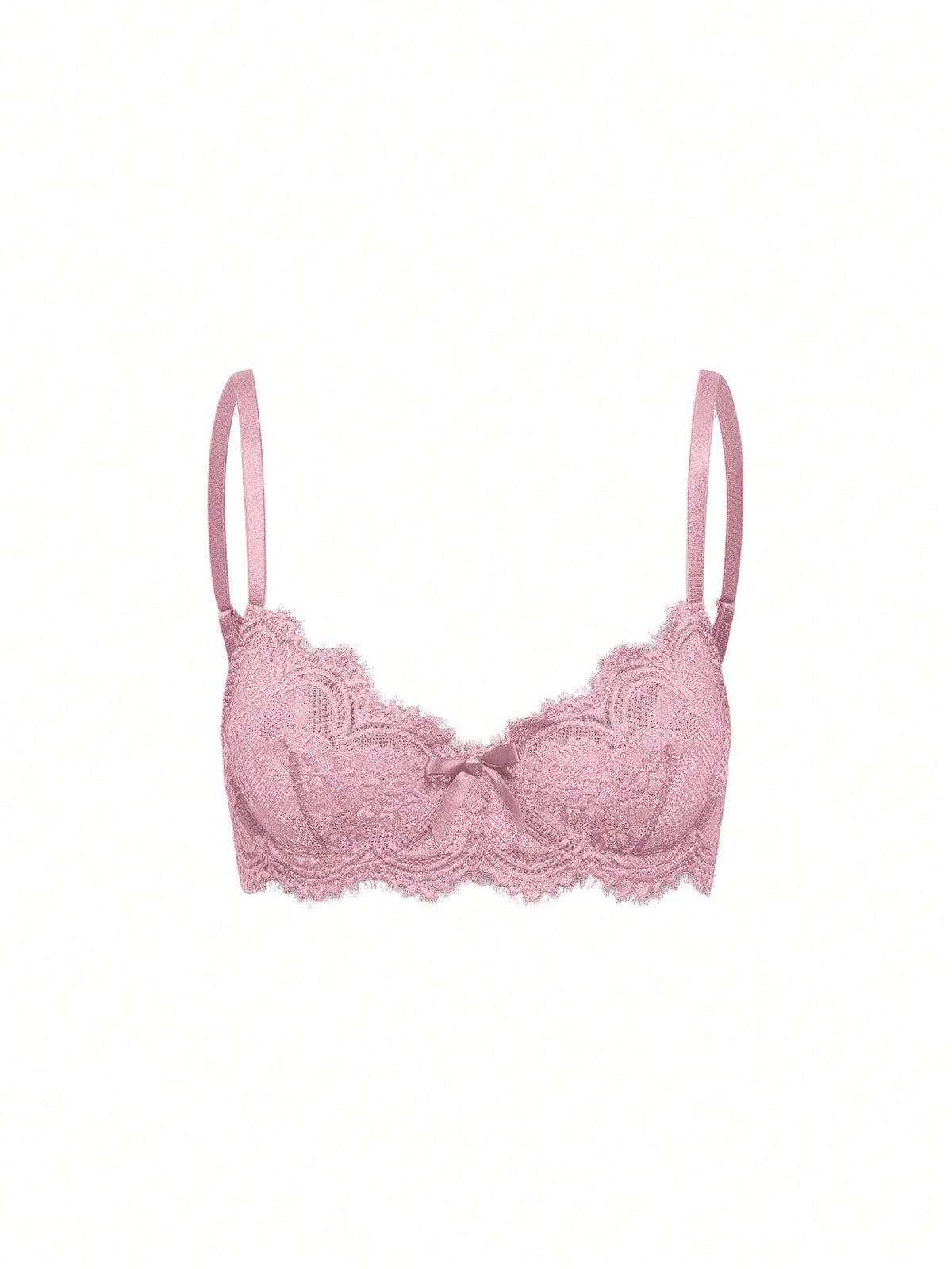 Sheer floral lace underwire triangle bra for women featuring adjustable straps and plunge cup design.