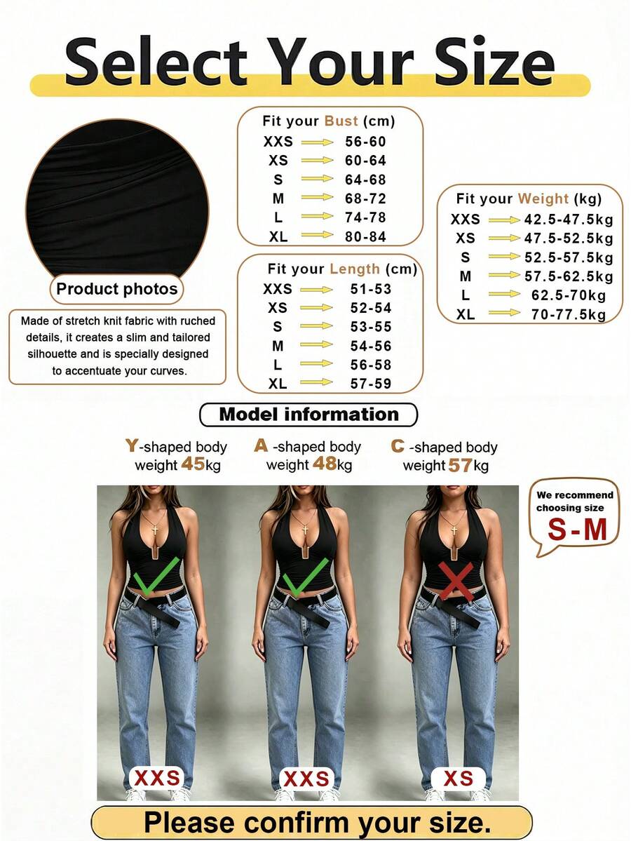 Women's backless halter top featuring a knot detail, slim fit silhouette, and long length knitted fabric.
