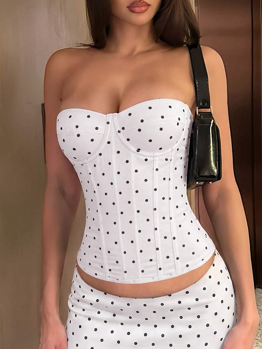 Solid color strapless corset tube top featuring a backless lace-up back design and cropped slim fit.