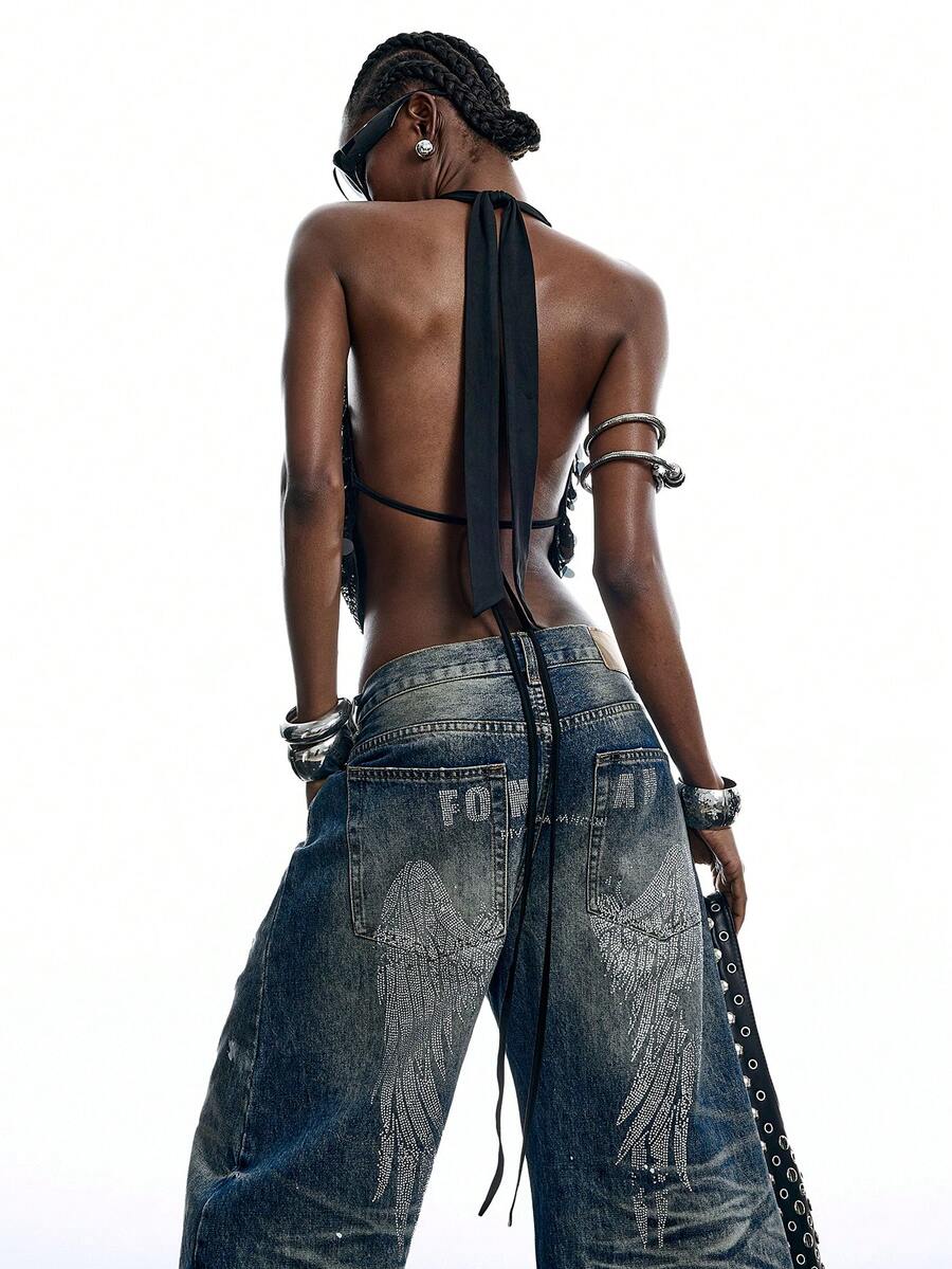 Mocha brown knit halter neck tank top with backless knot detail, ruched styling, slim fit, and asymmetrical hem