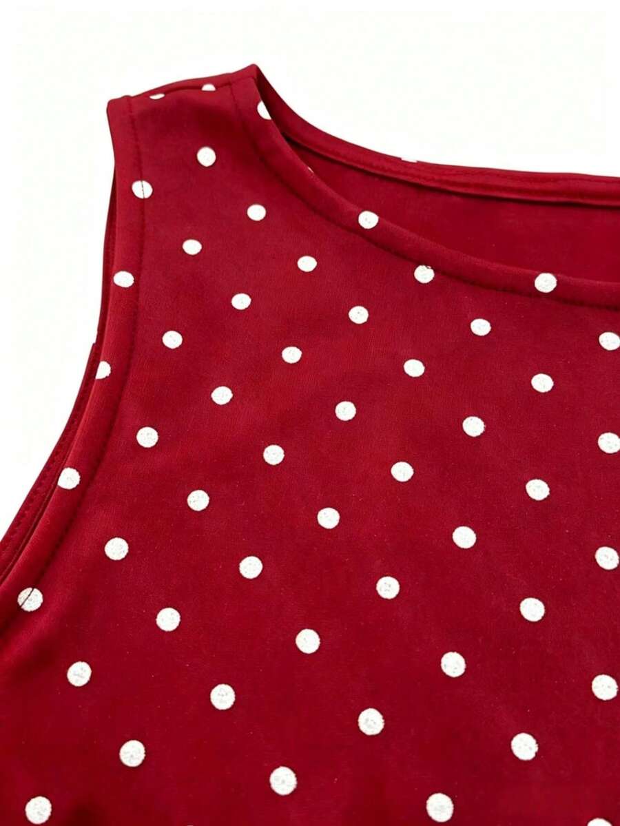 Women's cowl neck tie polka dot pleated tank blouse with ruched details and a regular fit