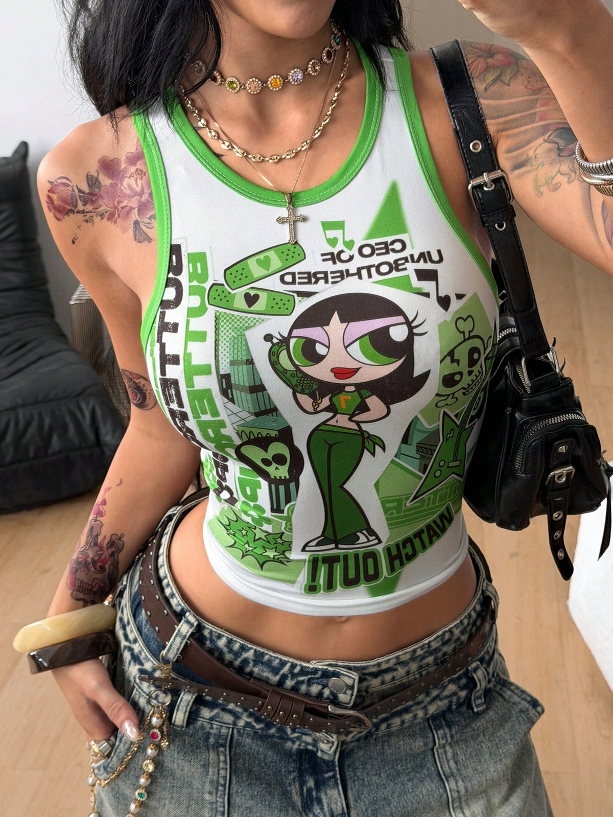 Multicolor slim fit crop tank top for women featuring a round neck and rib-knit backless design.