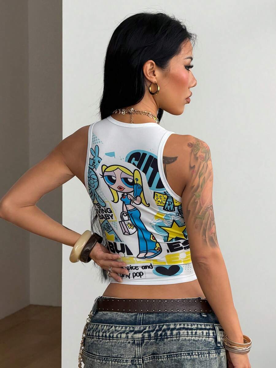 Multicolor slim fit crop tank top for women featuring a round neck and rib-knit backless design.