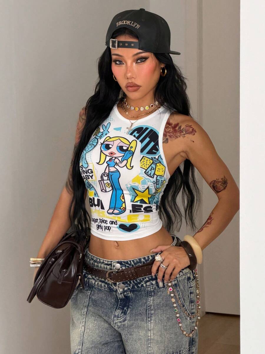 Multicolor slim fit crop tank top for women featuring a round neck and rib-knit backless design.