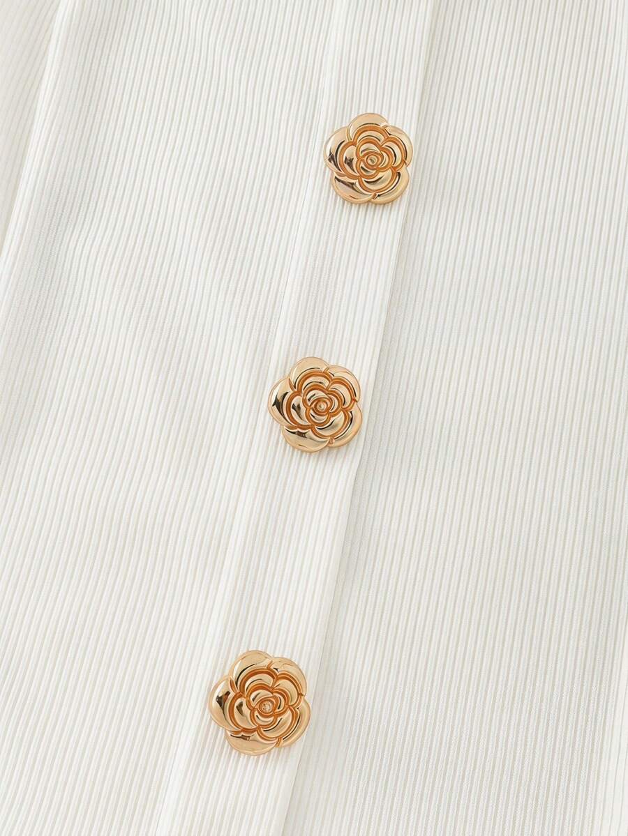 Women's slim fit square neck sleeveless knit tank top featuring a front faux placket with decorative gold metal buttons.
