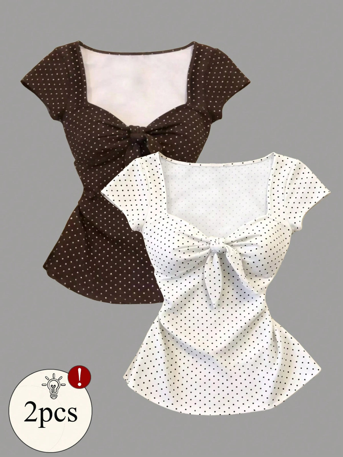 Women's short sleeve fitted t-shirt with a front knot detail, contrast collar, and raglan sleeves.