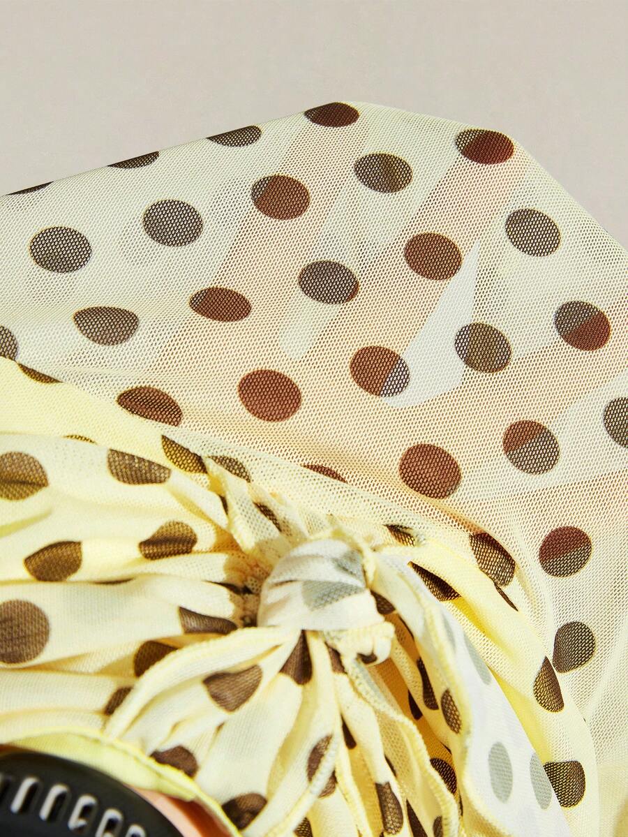 Women's white cherry print cami top with wide straps, ruched knot detail, and an asymmetrical hem