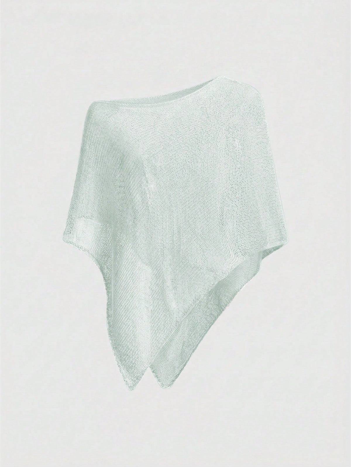Women's casual hollow knit poncho top with boat neck, cloak sleeves, and asymmetrical hem