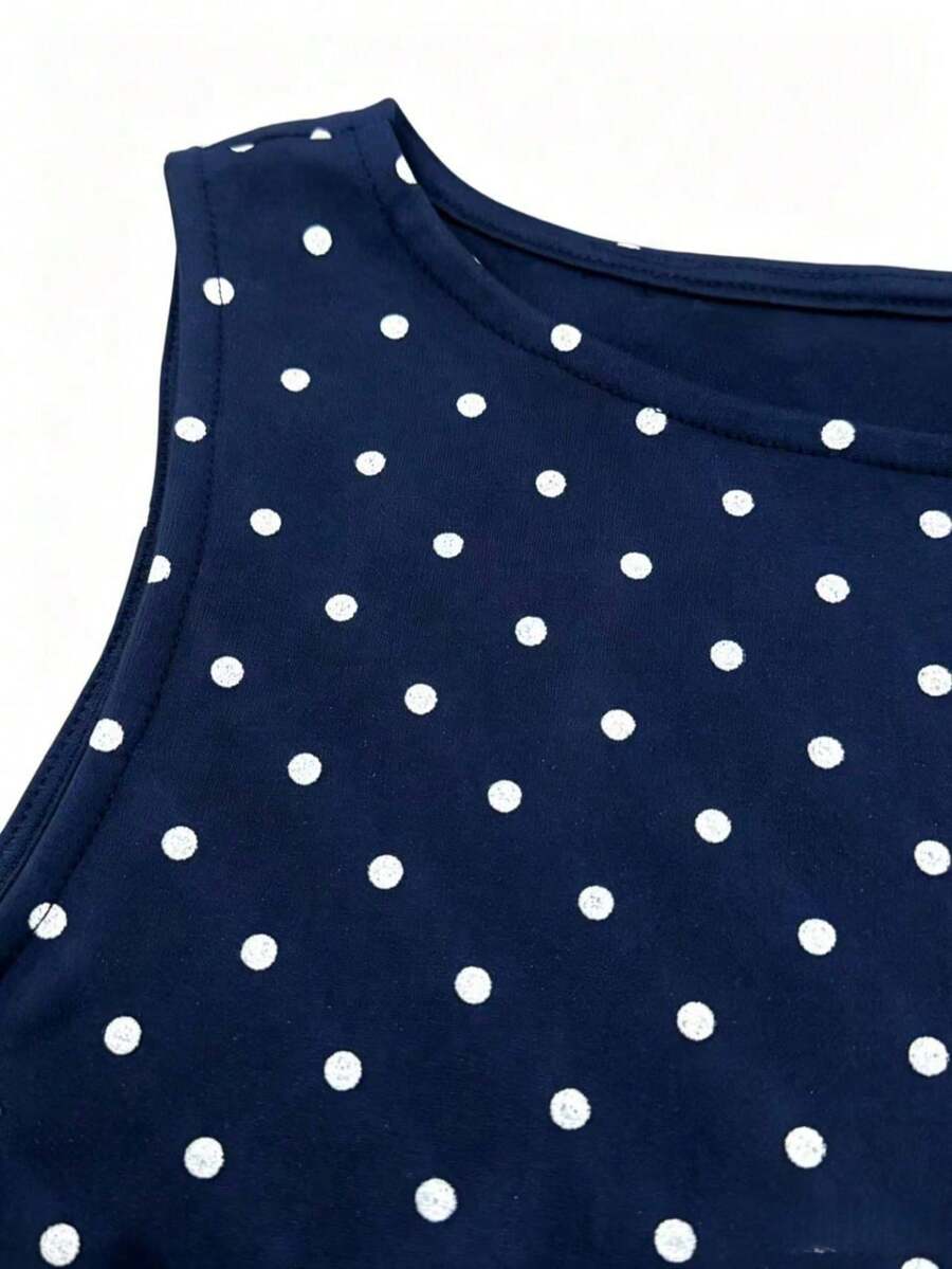 Women's cowl neck tie polka dot pleated tank blouse with ruched details and a regular fit