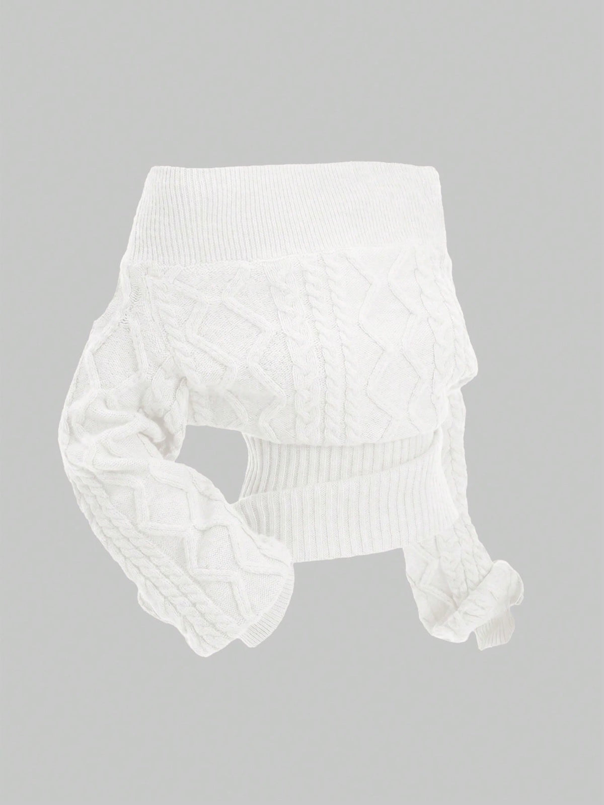Women's off-the-shoulder rib-knit pullover sweater with three-quarter sleeves in a casual regular fit.