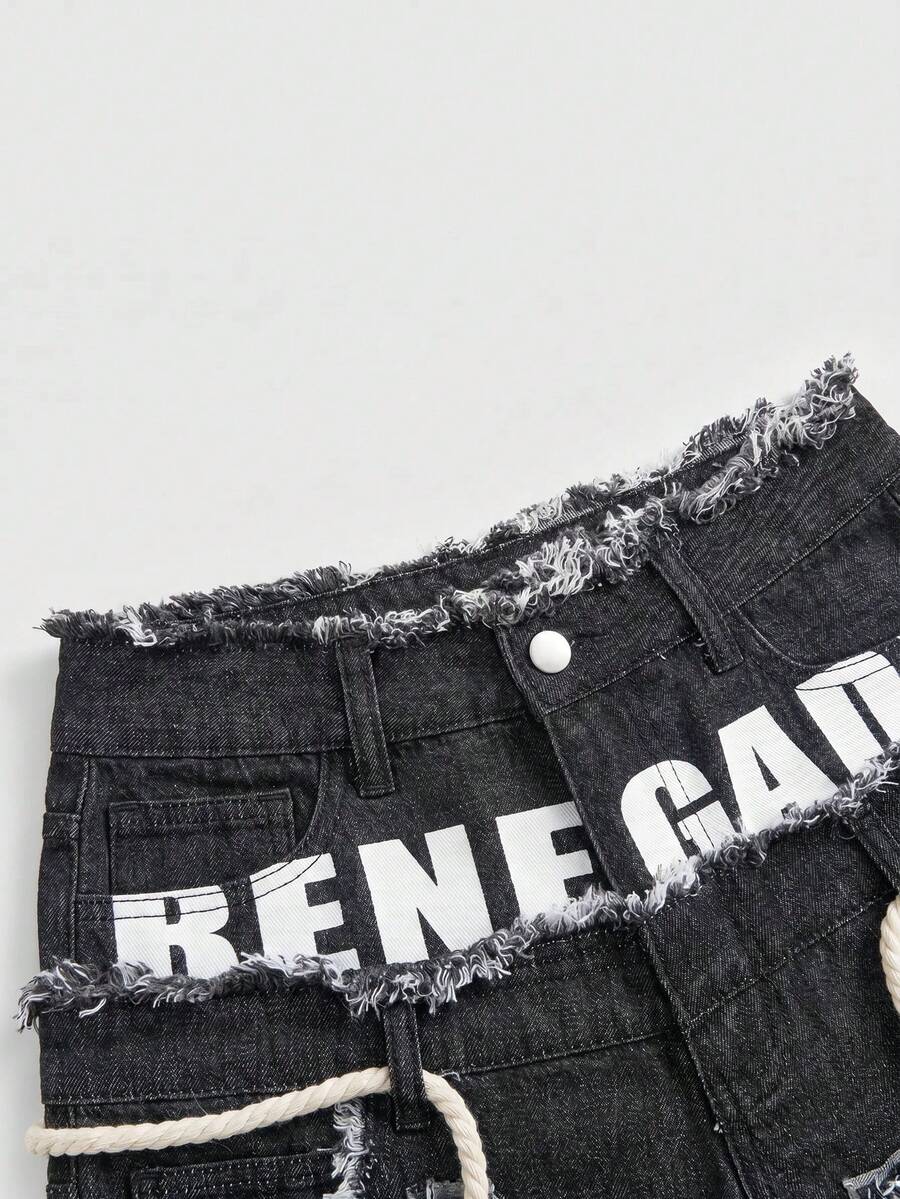 Women's blue denim bermuda shorts featuring a double waistband, star patch detail, ripped accents, and zipper fly closure.