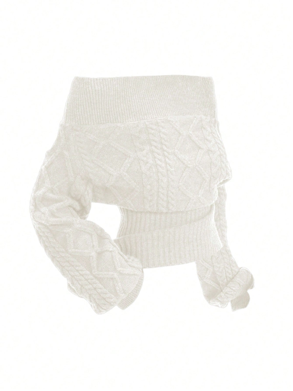 Women's off-the-shoulder rib-knit pullover sweater with three-quarter sleeves in a casual regular fit.