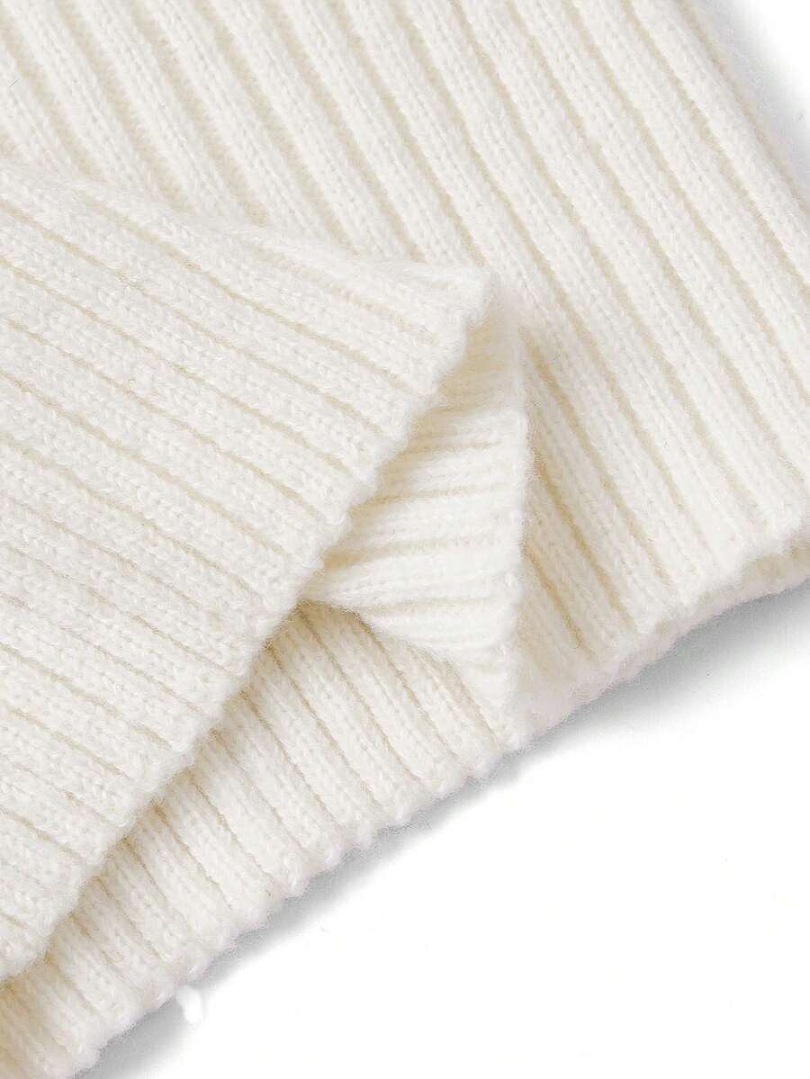 Women's off-the-shoulder rib-knit pullover sweater with three-quarter sleeves in a casual regular fit.
