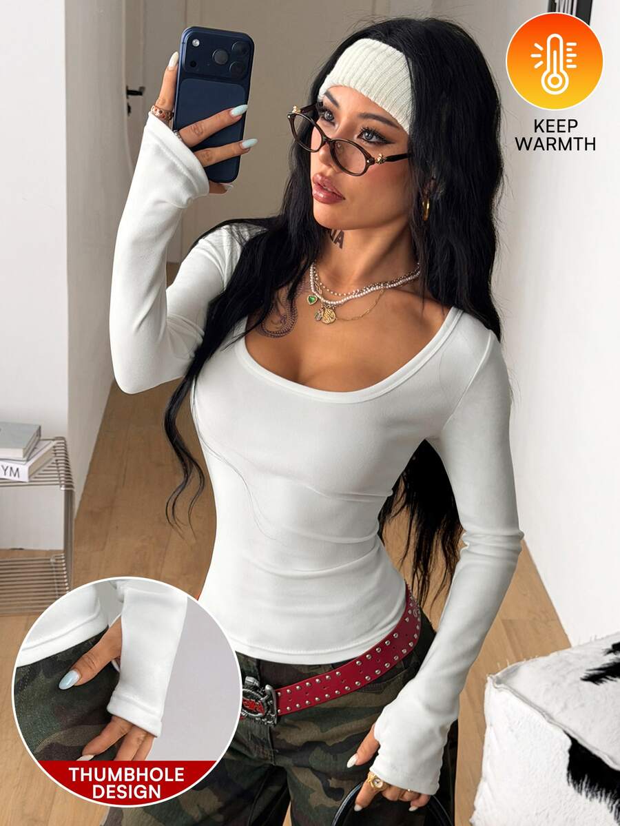 Women's slim fit long sleeve V-neck t-shirt with ruched bustier details in knitted stretch fabric