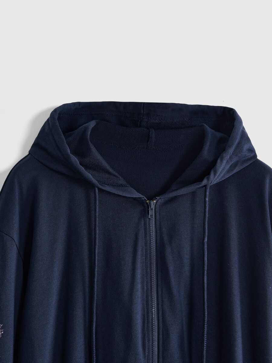 Women's plus size oversized zip-up sweatshirt jacket featuring a gothic graphic with coiled snake, butterfly, and thorn motifs, drawstring hood, and front pockets.