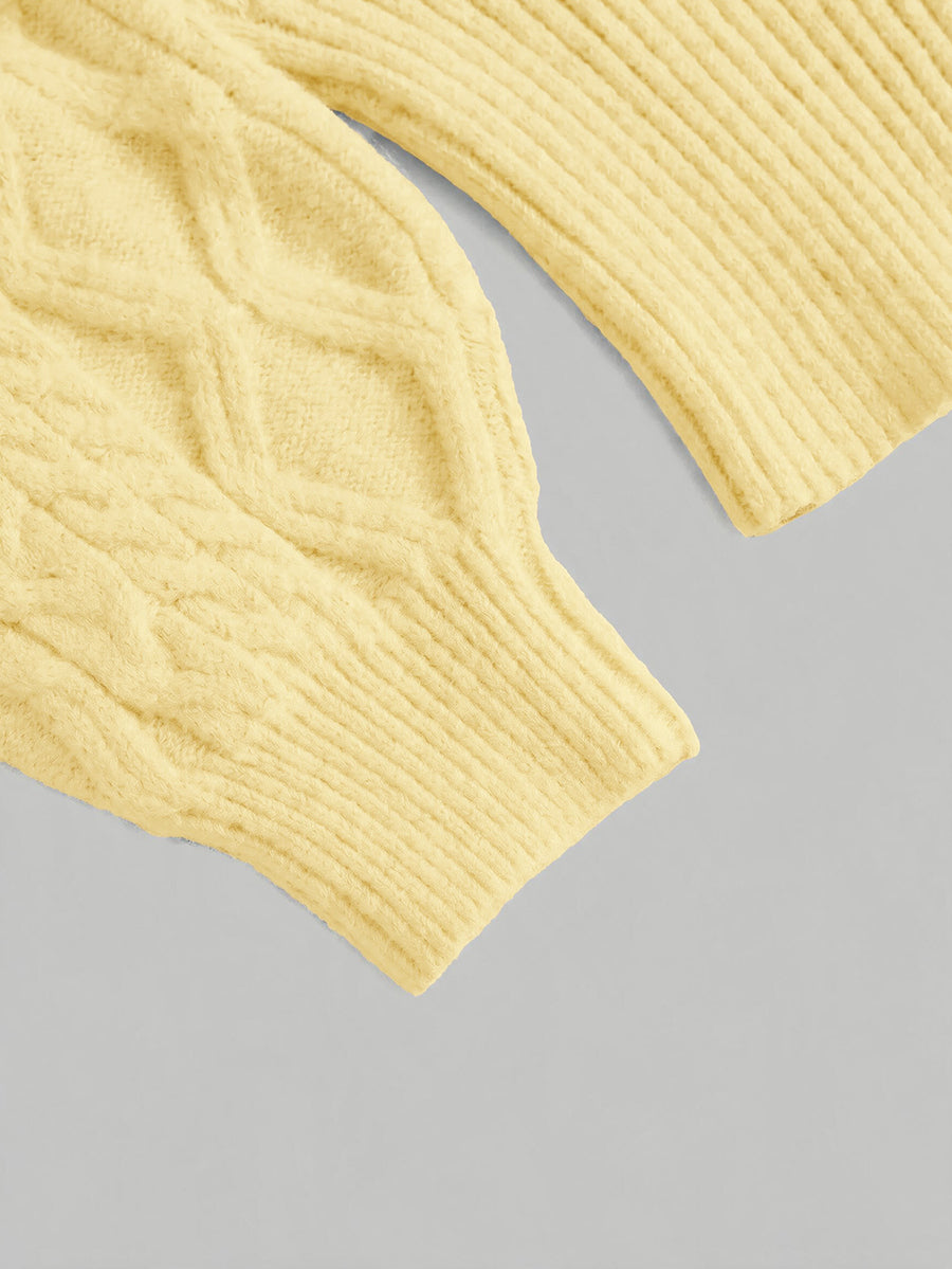 Women's off-the-shoulder rib-knit pullover sweater with three-quarter sleeves in a casual regular fit.