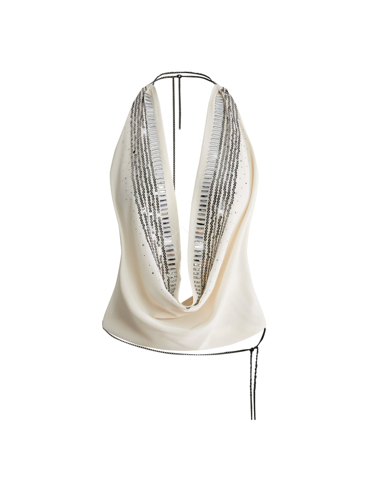 Women's Draped Neck Backless Halter Crop Tank Top