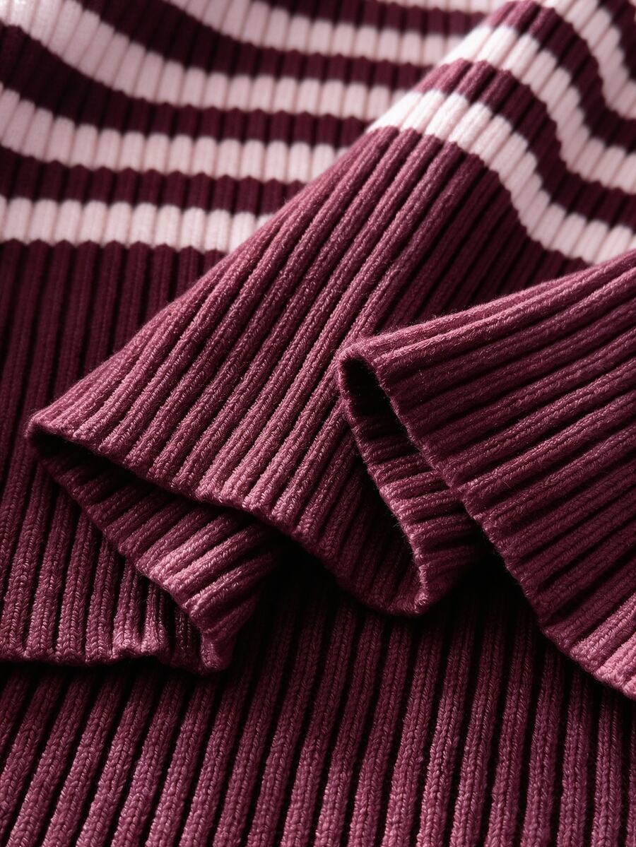 Women's slim fit cable-knit pullover sweater with deep V-neck and ribbed long sleeves