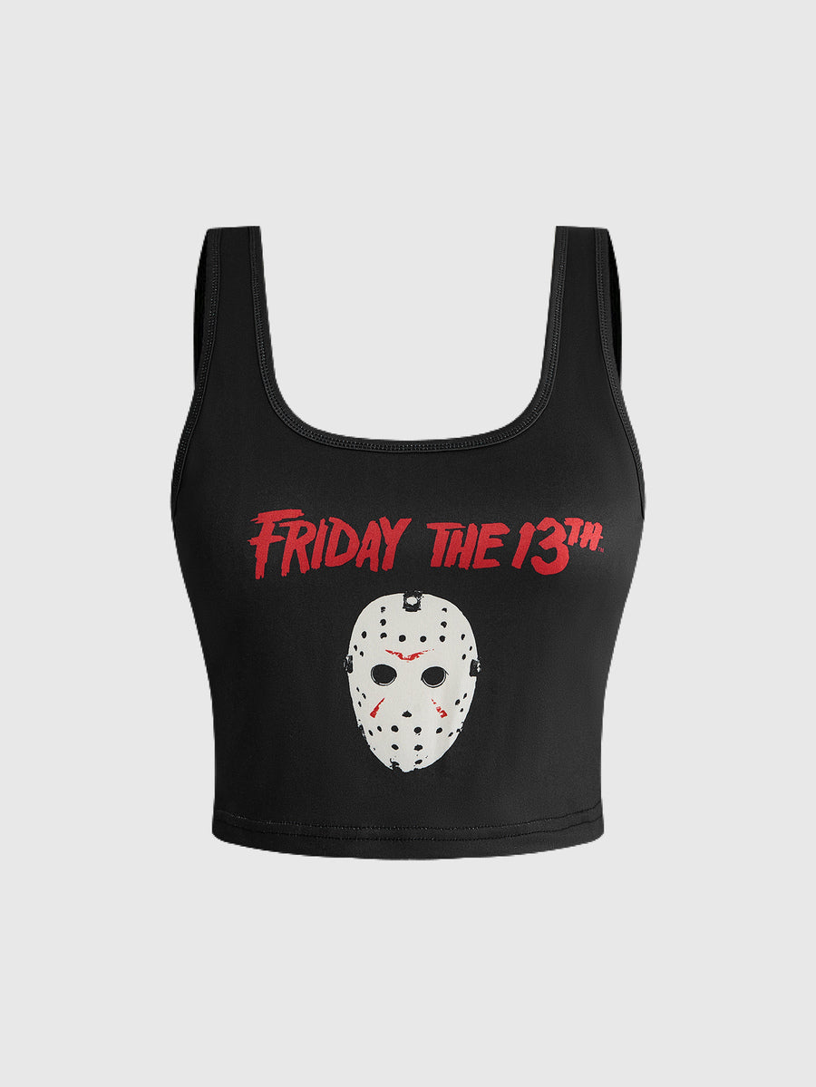 Women's gothic skull face print pajama set featuring a slim fit crop camisole and matching pants