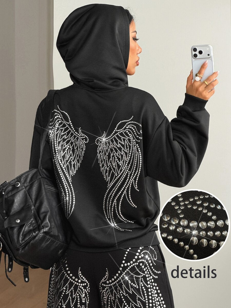 Women's brown leopard print zip-up hoodie with contrast faux fur trim and long bishop sleeves