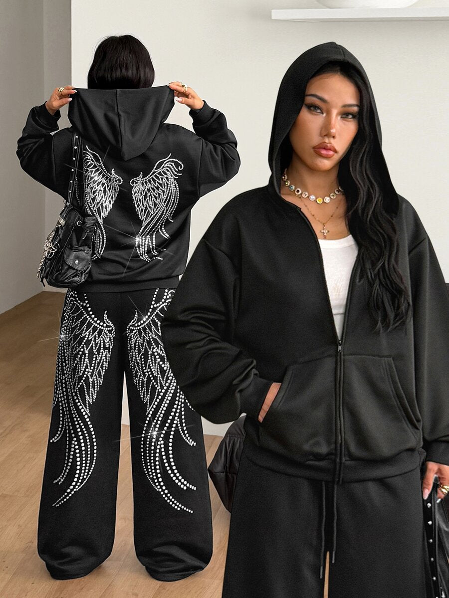 Women's brown leopard print zip-up hoodie with contrast faux fur trim and long bishop sleeves
