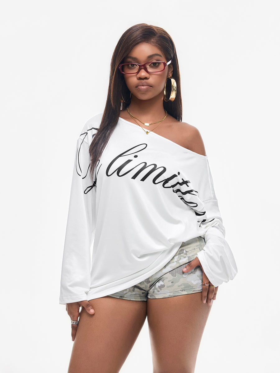 Women's brown striped boat neck long sleeve raglan T-shirt with a loose casual fit