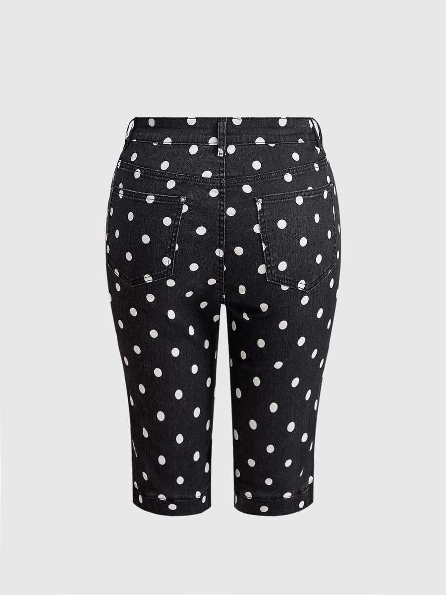 Women's skinny denim capri pants featuring an allover leopard and floral print with button and zipper closure