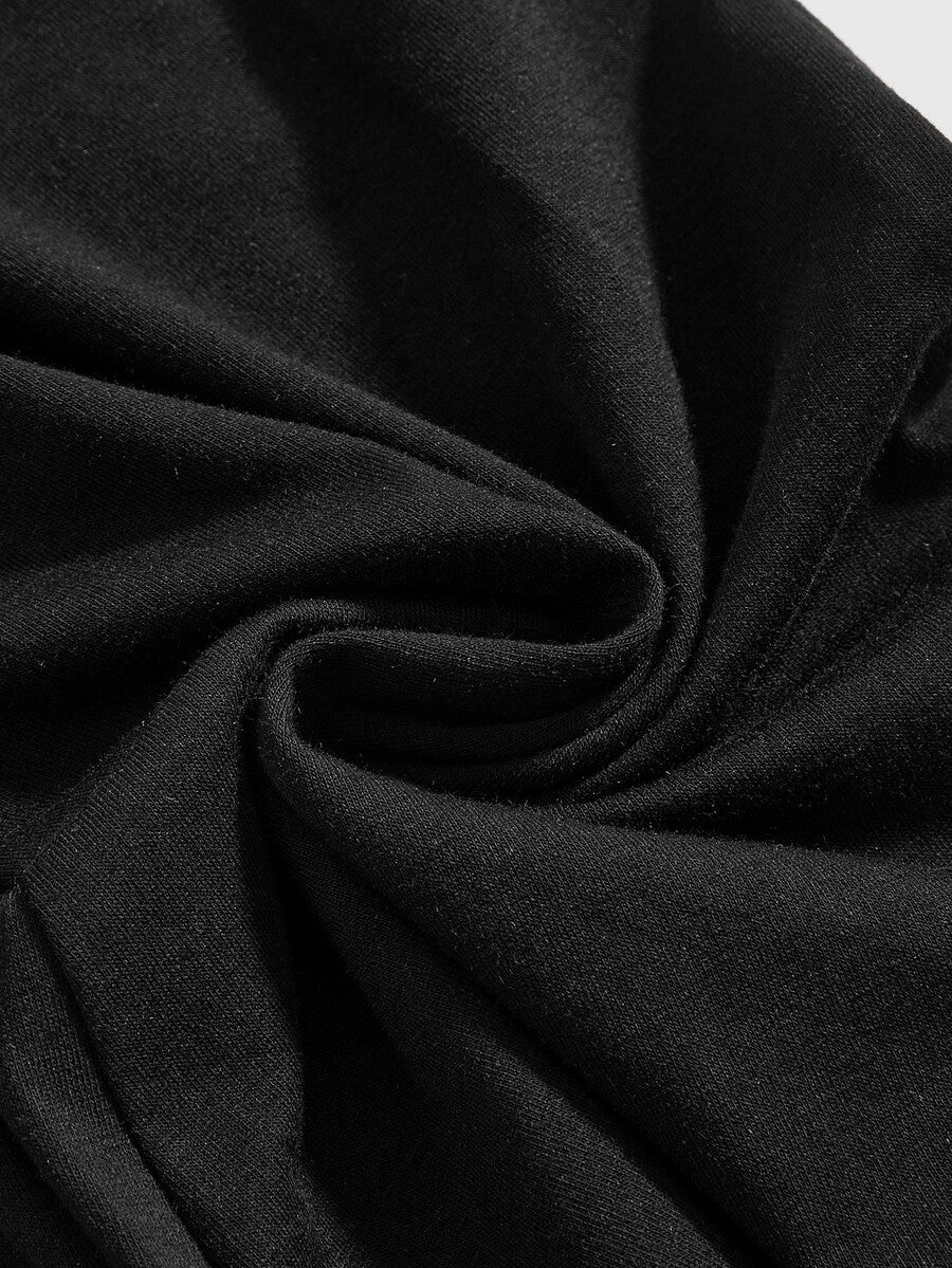 Women's low waist flare leg pants featuring an elastic drawstring waistband and ruched detail in knitted fabric.