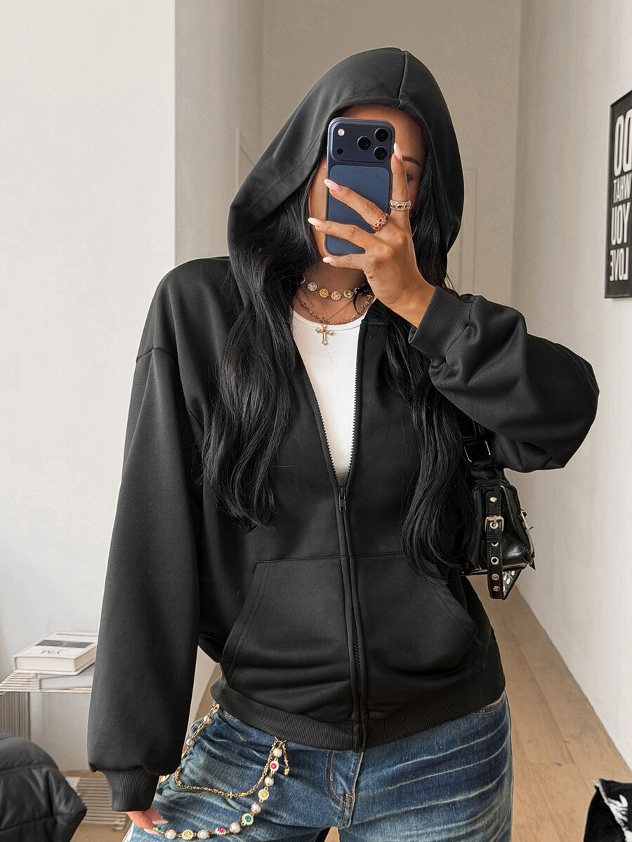 Women's brown leopard print zip-up hoodie with contrast faux fur trim and long bishop sleeves