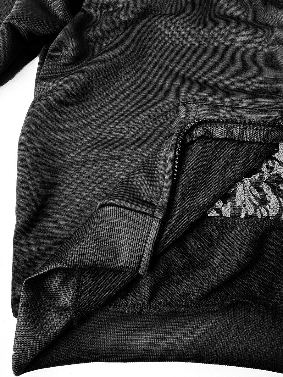 Women's brown leopard print zip-up hoodie with contrast faux fur trim and long bishop sleeves