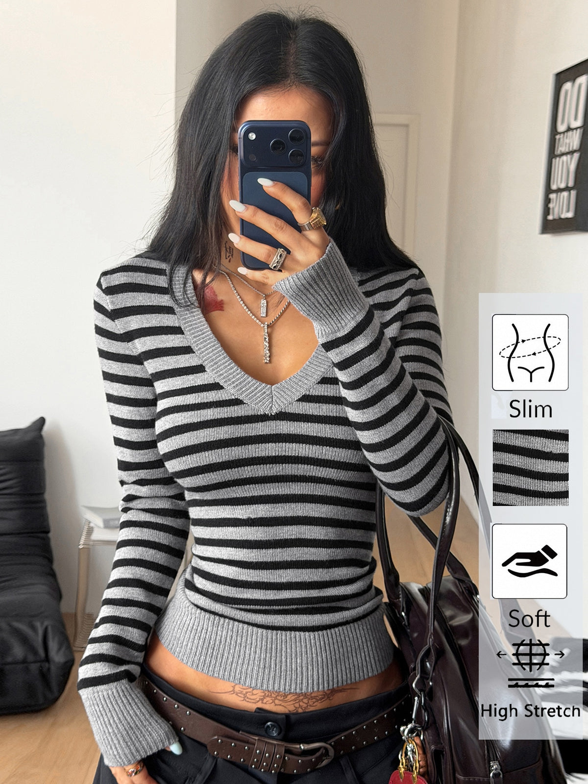 Women's slim fit cable-knit sweater with a V-neckline and long sleeves in solid green rib knit fabric.